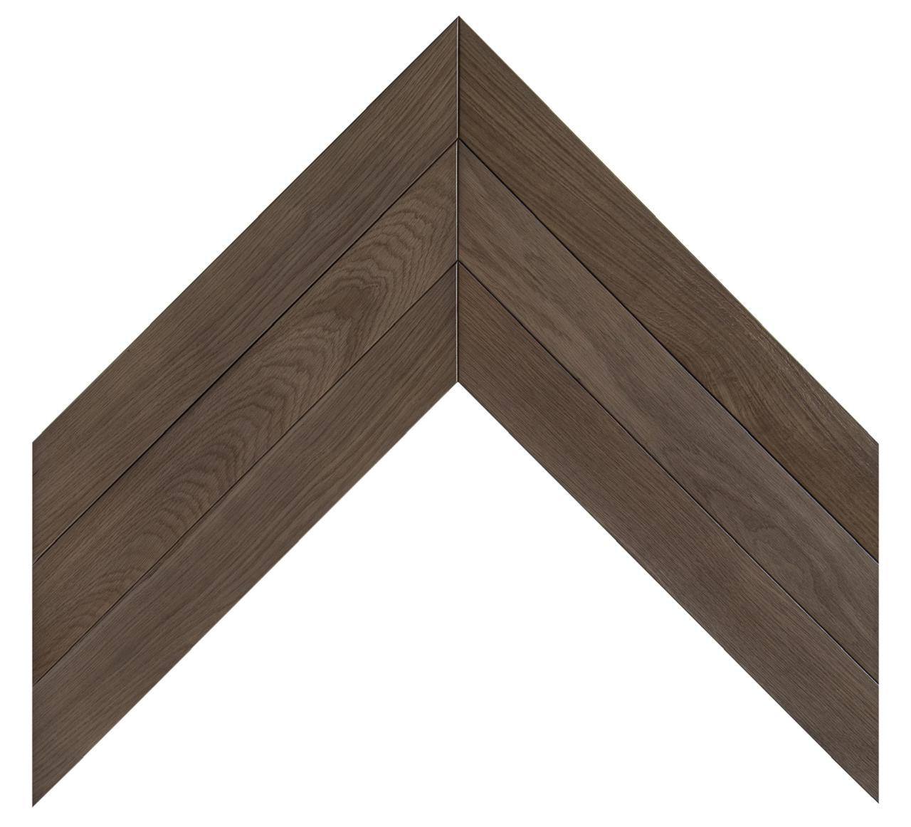 Chevron oak parquet in a walnut shadow finish