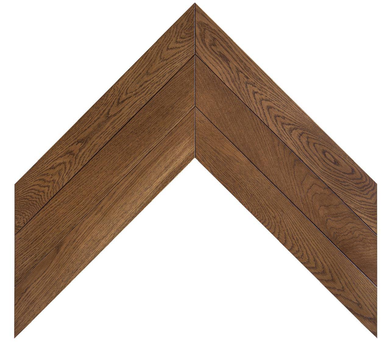 Chevron oak parquet in a golden tobacco finish