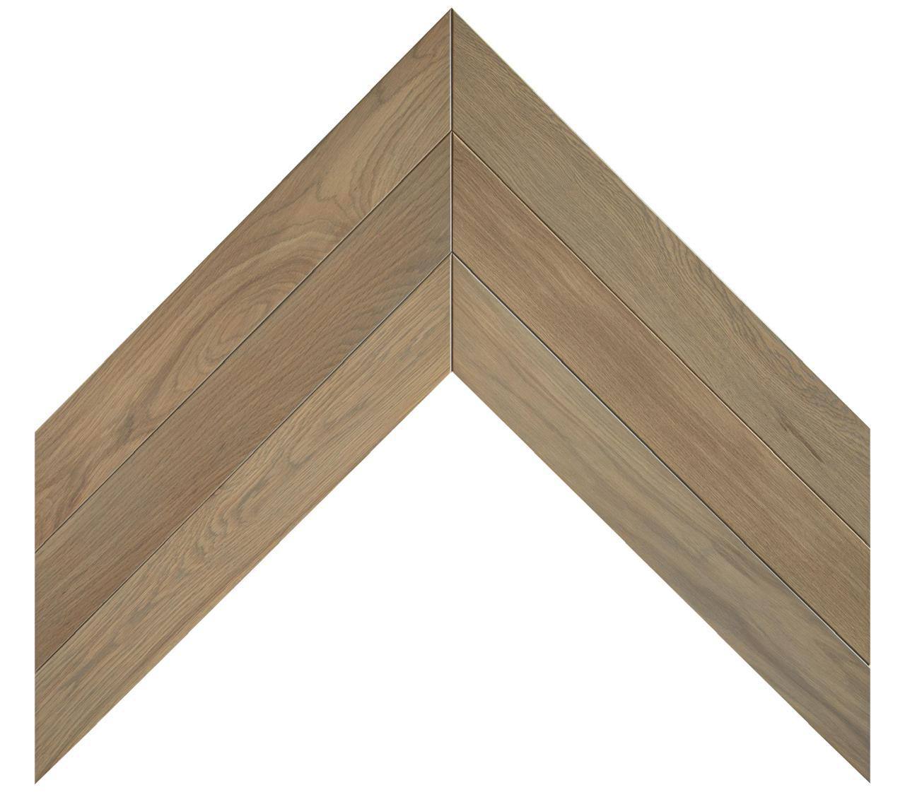 Chevron oak parquet in a light sand greige finish
