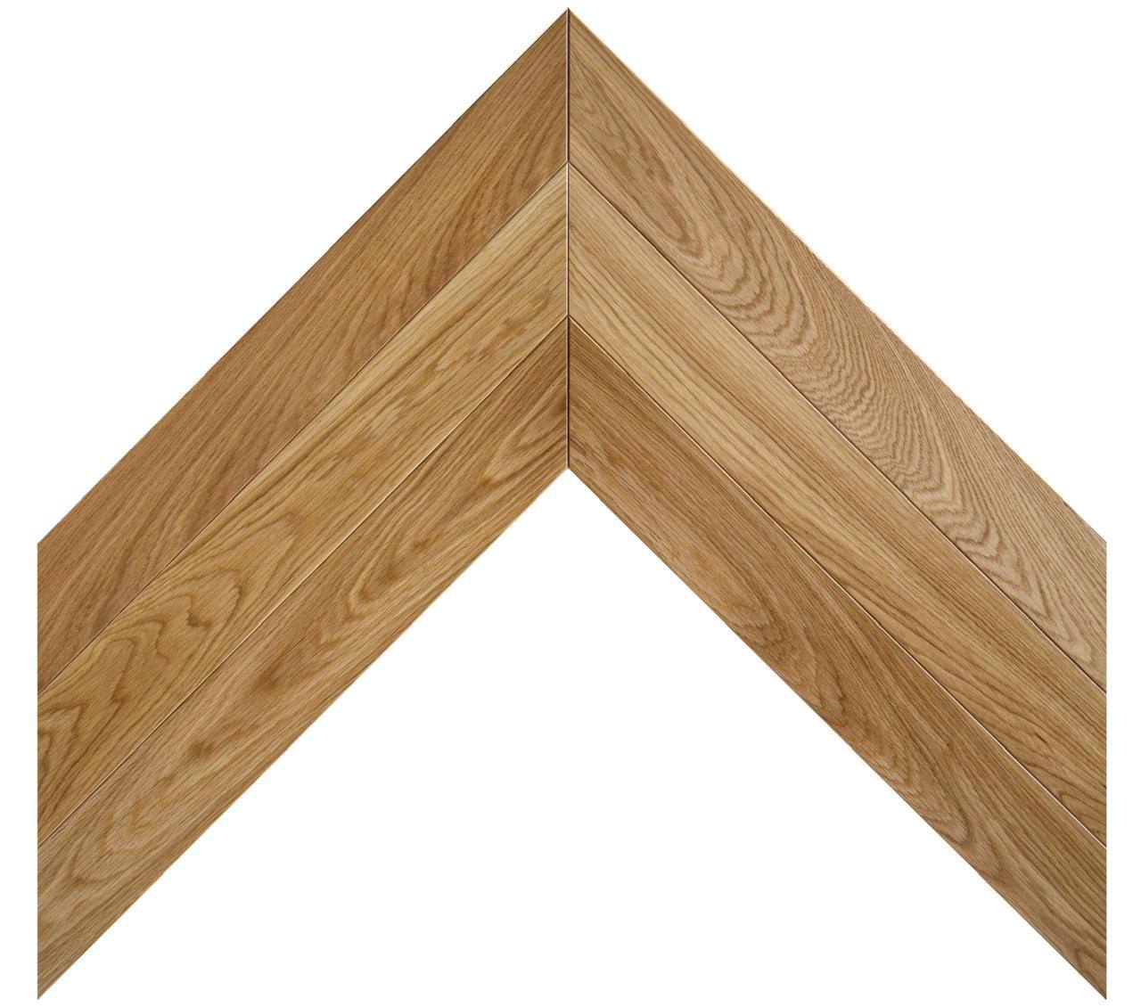 Chevron oak parquet in an untinted natural oak finish
